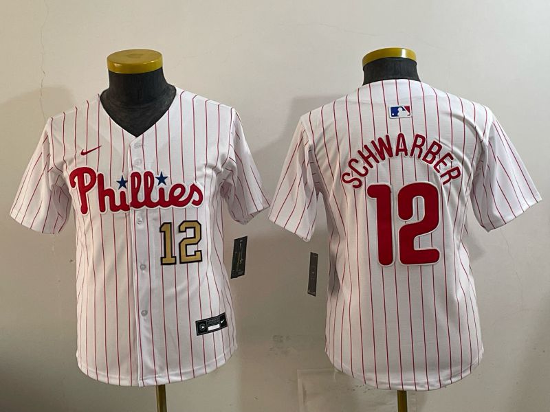 Youth 2026 Philadelphia Phillies #12 Schwarber White Game Nike MLB Jersey style 04